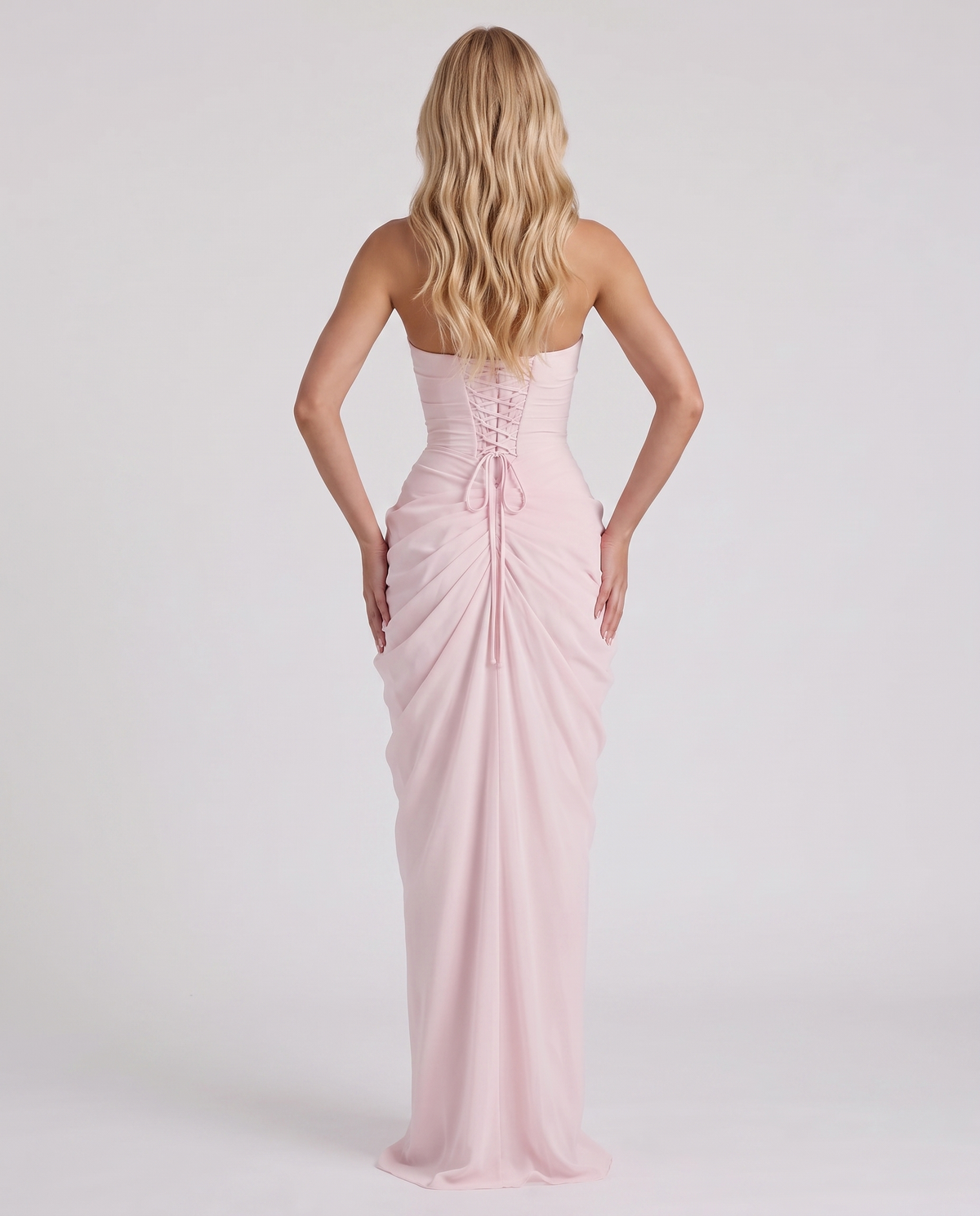 Carys | Strapless Ruched Wrap Slit Maxi Dress