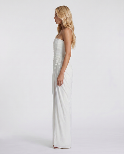 Carys | Strapless Ruched Wrap Slit Maxi Dress