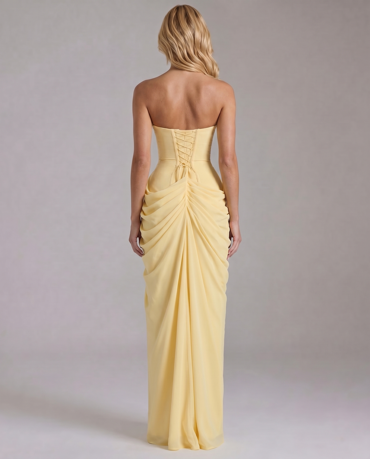 Carys | Strapless Ruched Wrap Slit Maxi Dress