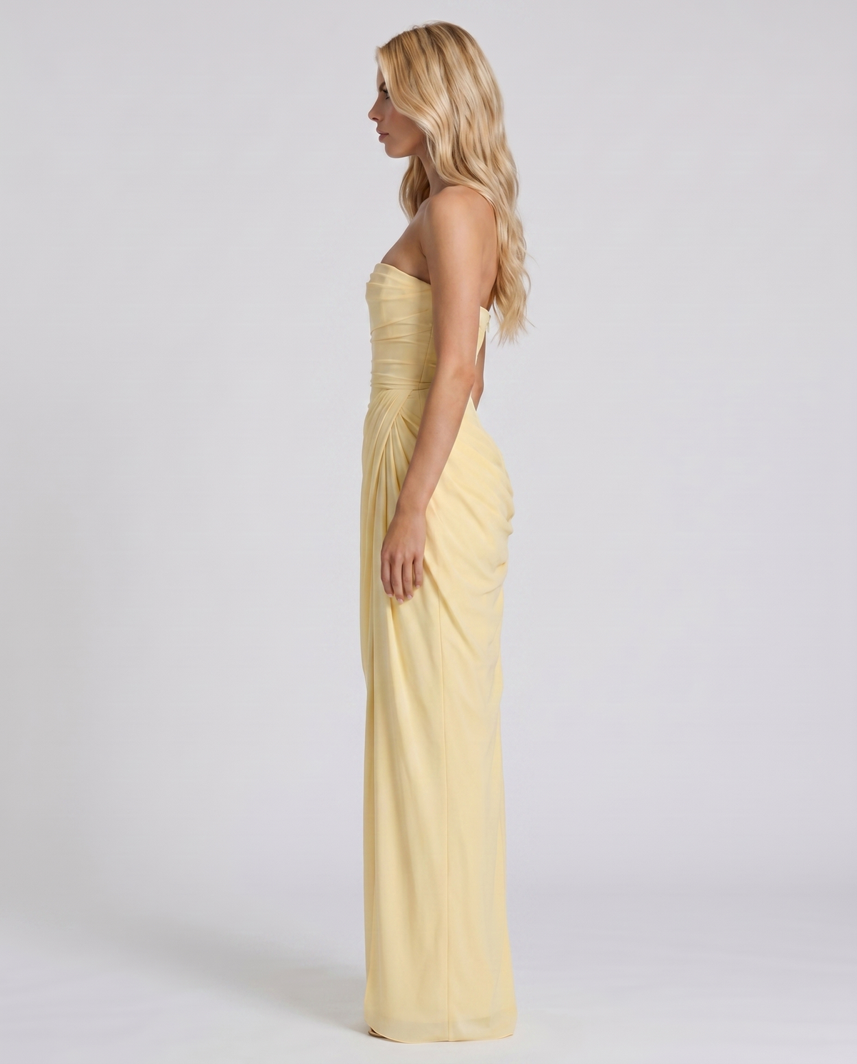 Carys | Strapless Ruched Wrap Slit Maxi Dress