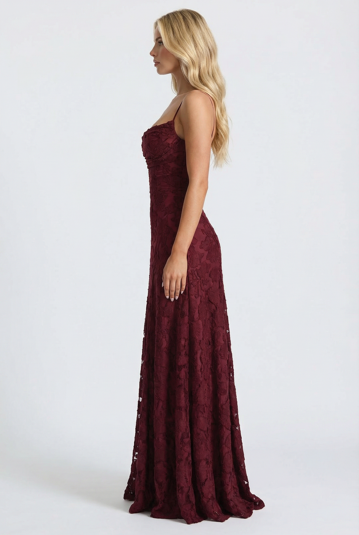 Yasmin | Cowl Neck Butterfly Lace Maxi Dress