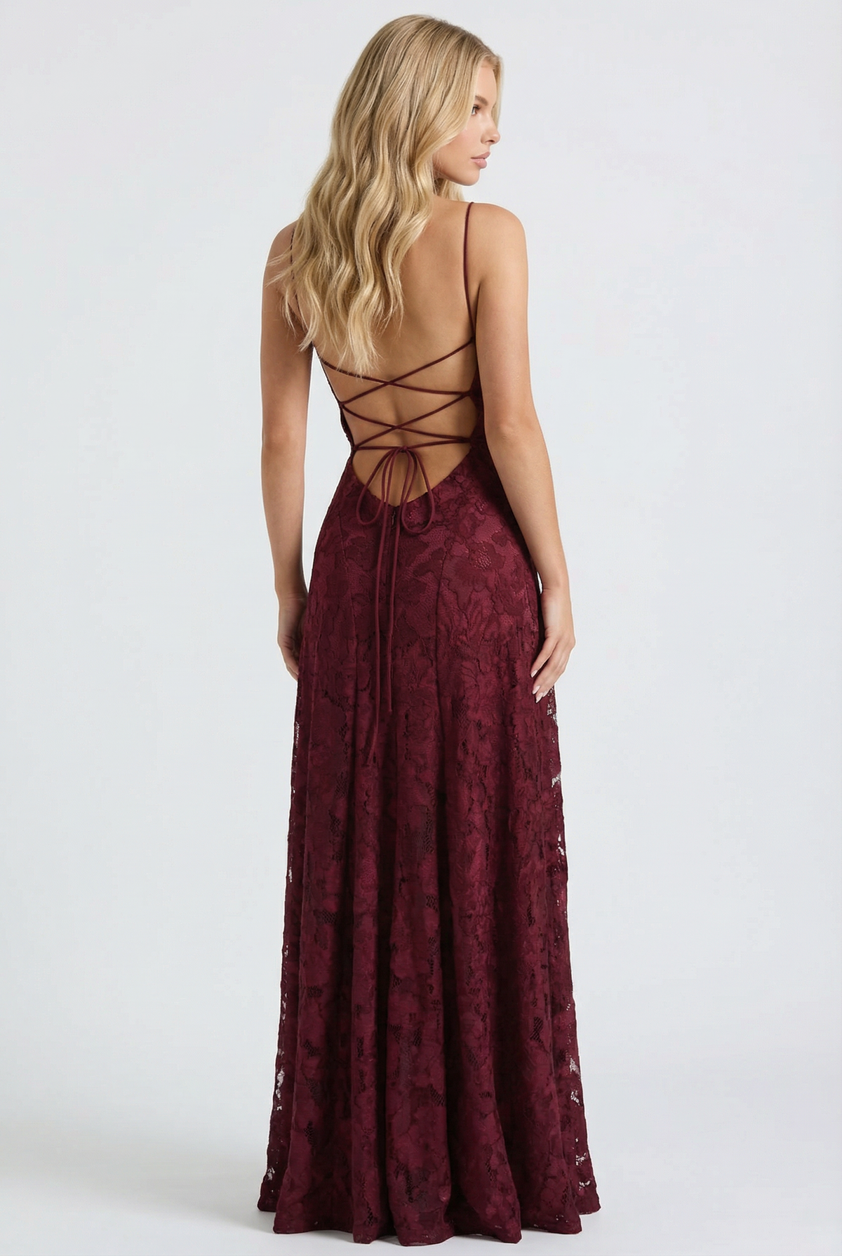 Yasmin | Cowl Neck Butterfly Lace Maxi Dress