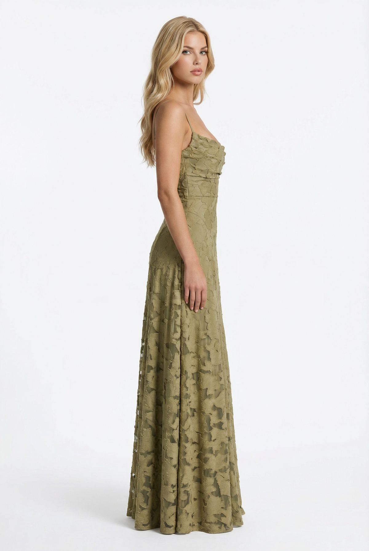 Yasmin | Cowl Neck Butterfly Lace Maxi Dress