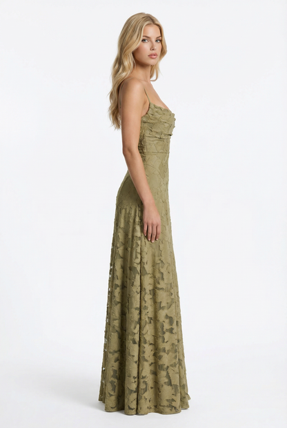 Yasmin | Cowl Neck Butterfly Lace Maxi Dress