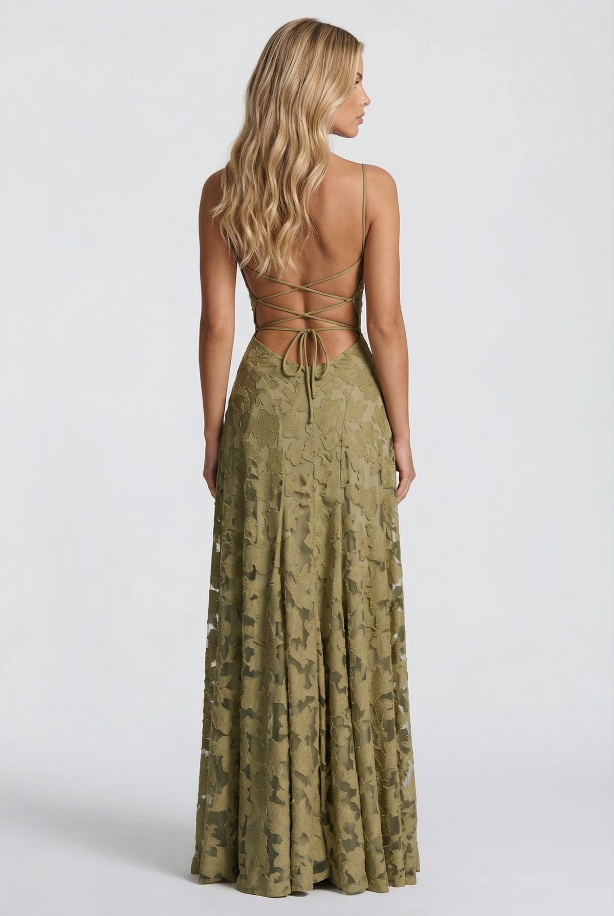Yasmin | Cowl Neck Butterfly Lace Maxi Dress