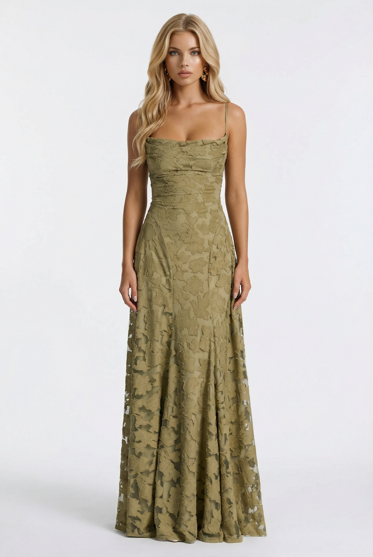 Yasmin | Cowl Neck Butterfly Lace Maxi Dress