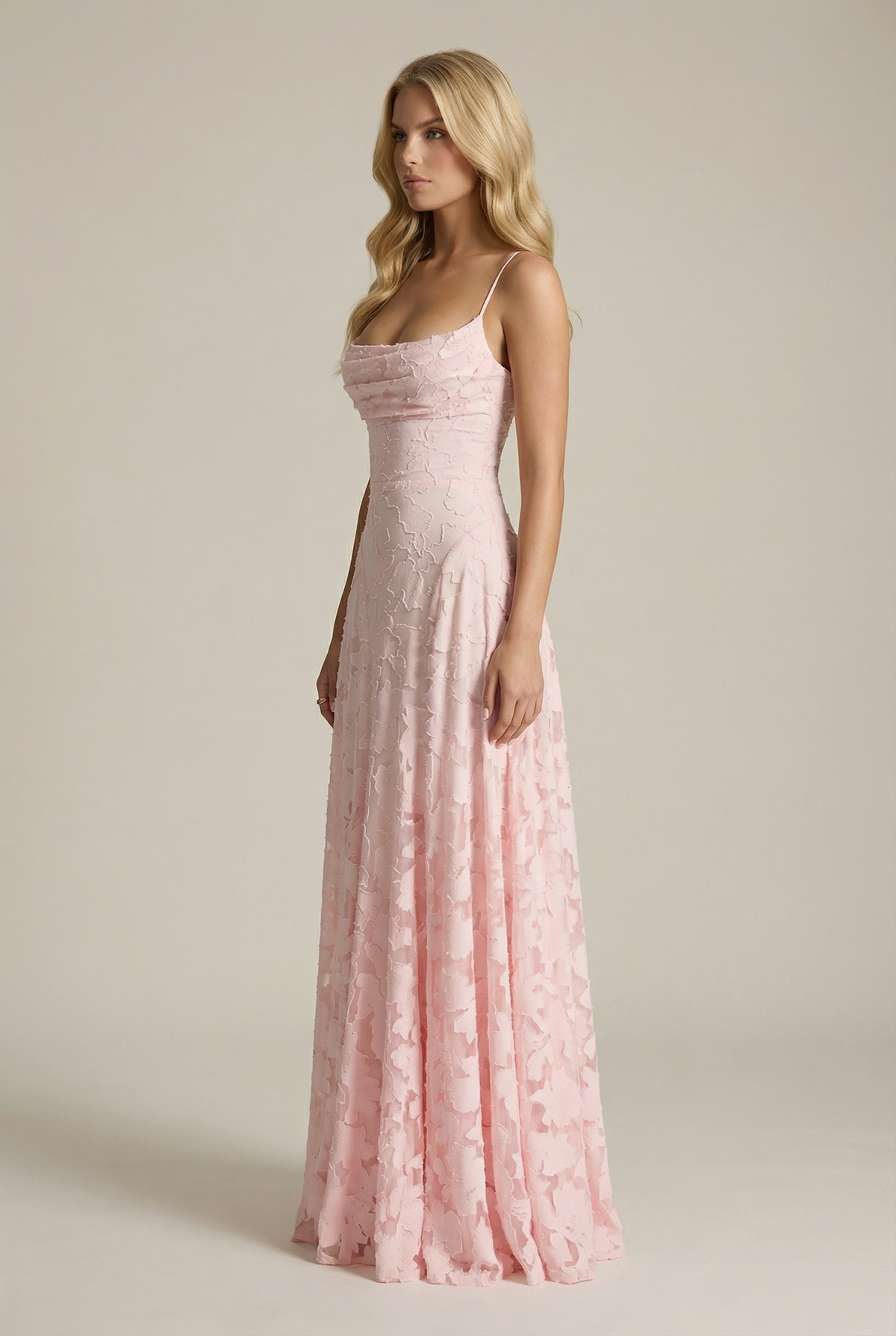 Yasmin | Cowl Neck Butterfly Lace Maxi Dress