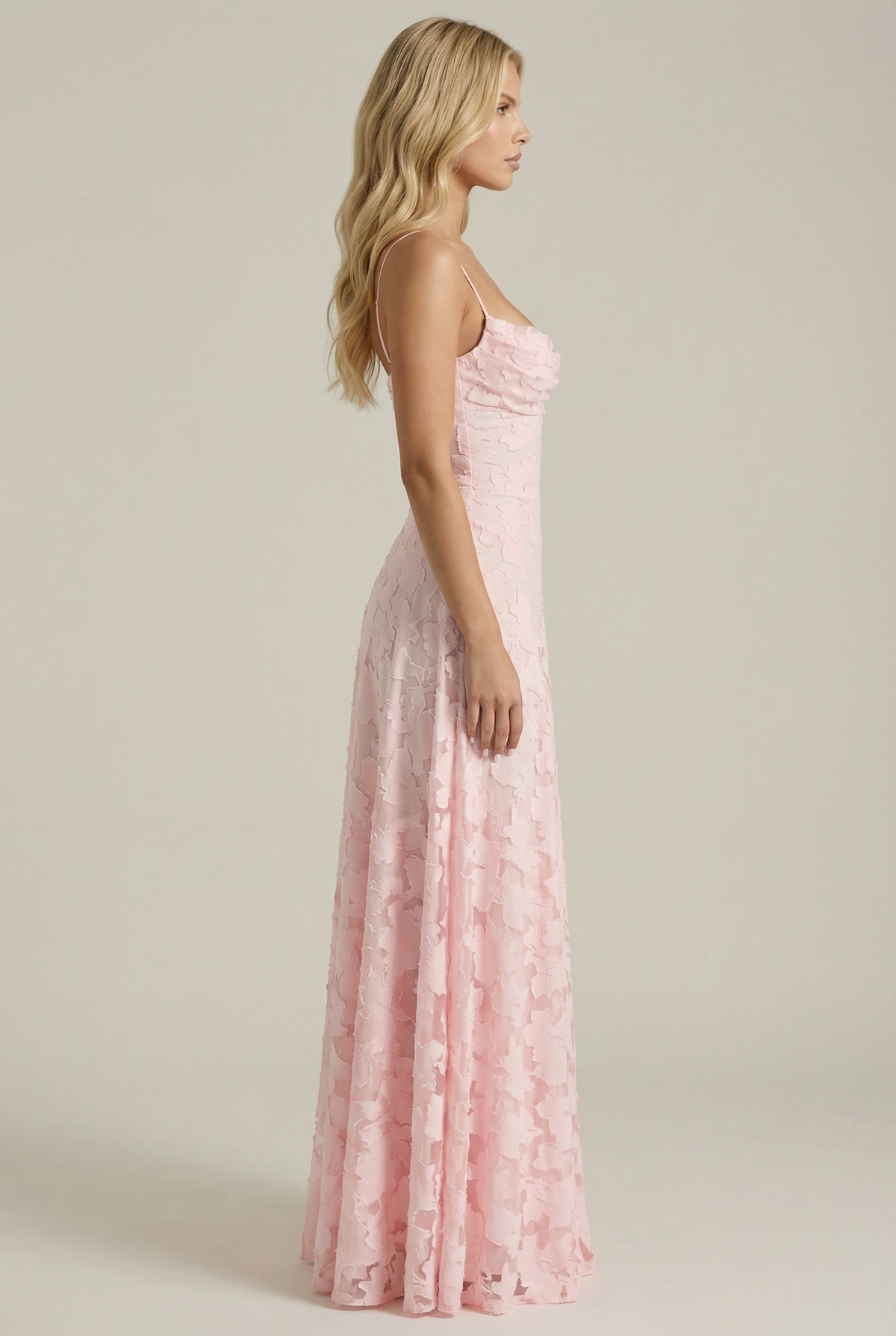 Yasmin | Cowl Neck Butterfly Lace Maxi Dress