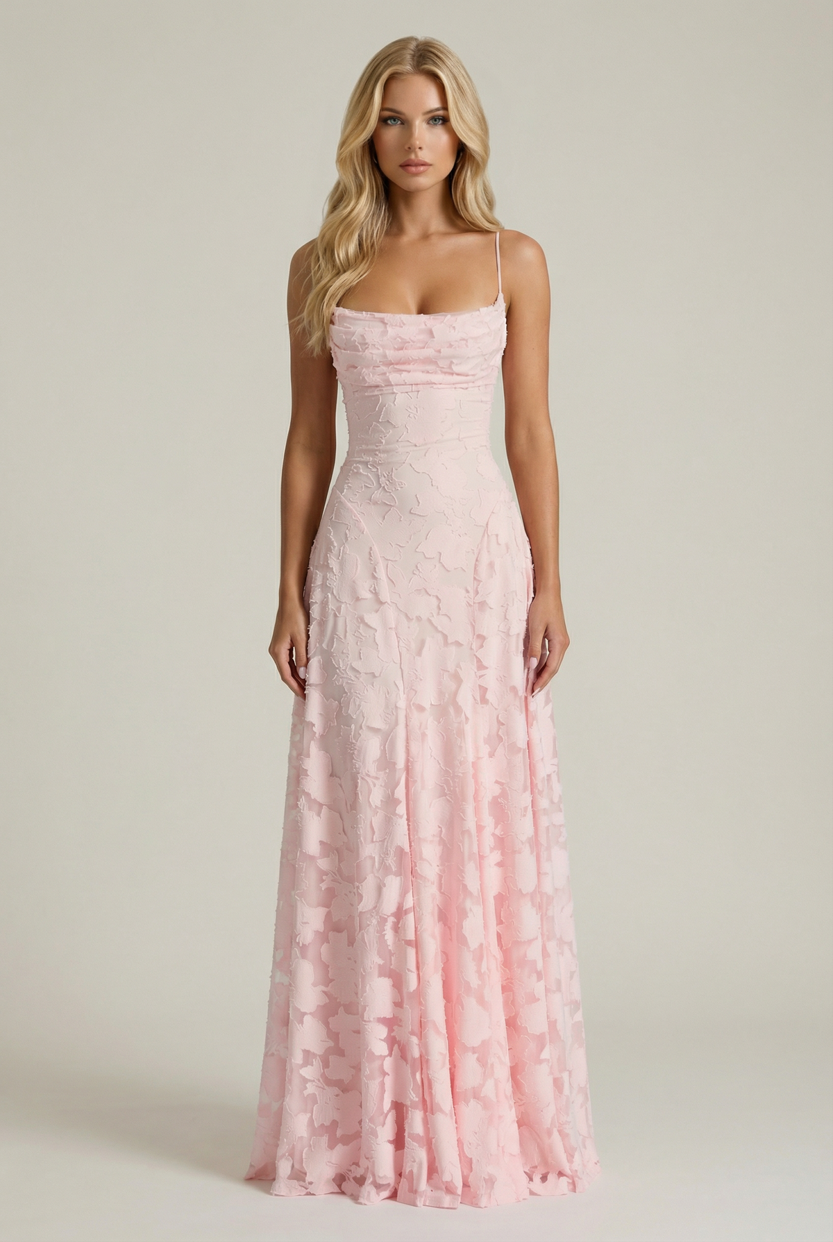 Yasmin | Cowl Neck Butterfly Lace Maxi Dress