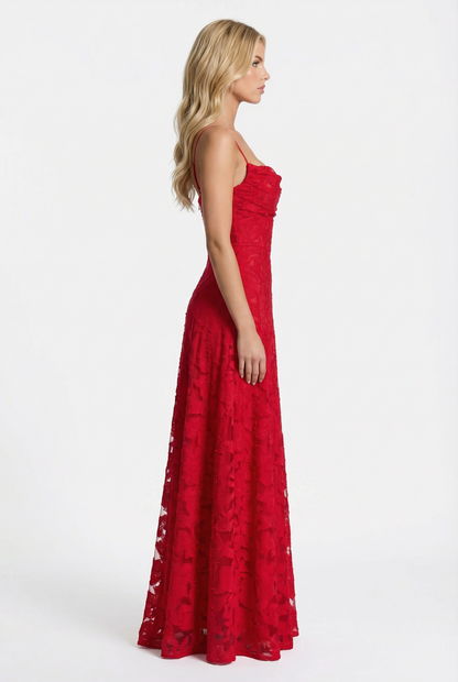 Yasmin | Cowl Neck Butterfly Lace Maxi Dress