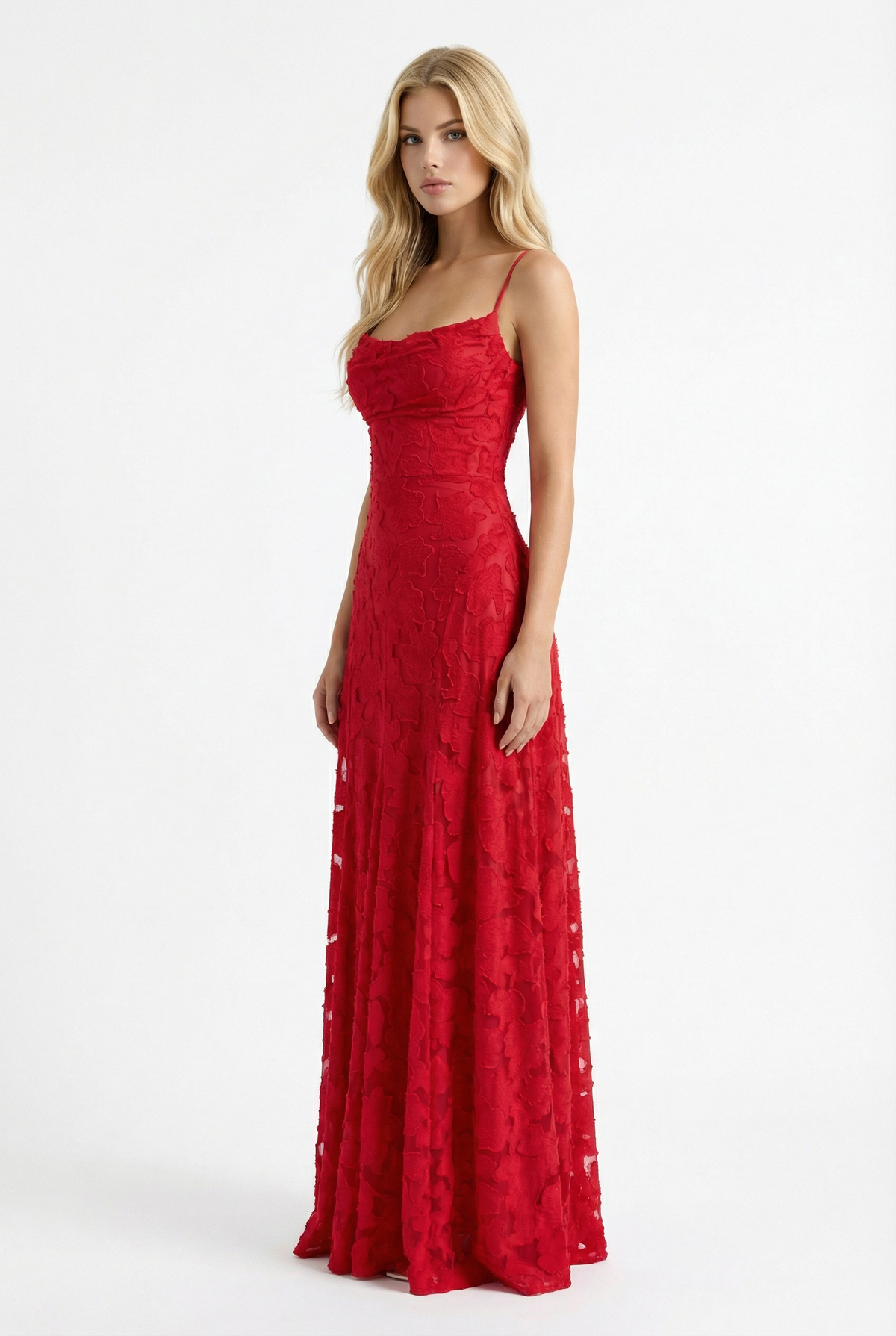 Yasmin | Cowl Neck Butterfly Lace Maxi Dress