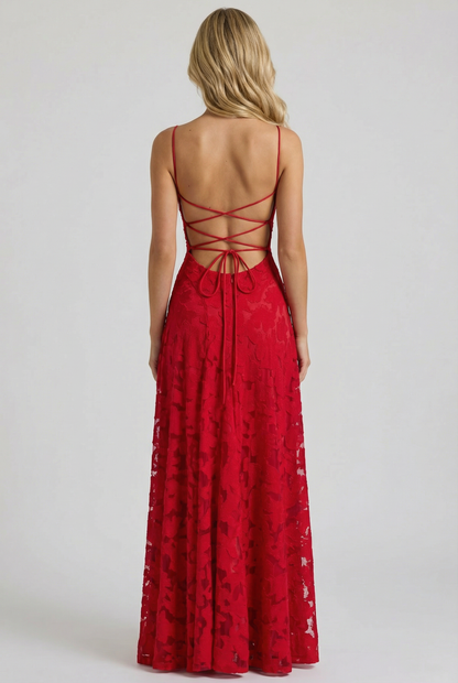 Yasmin | Cowl Neck Butterfly Lace Maxi Dress