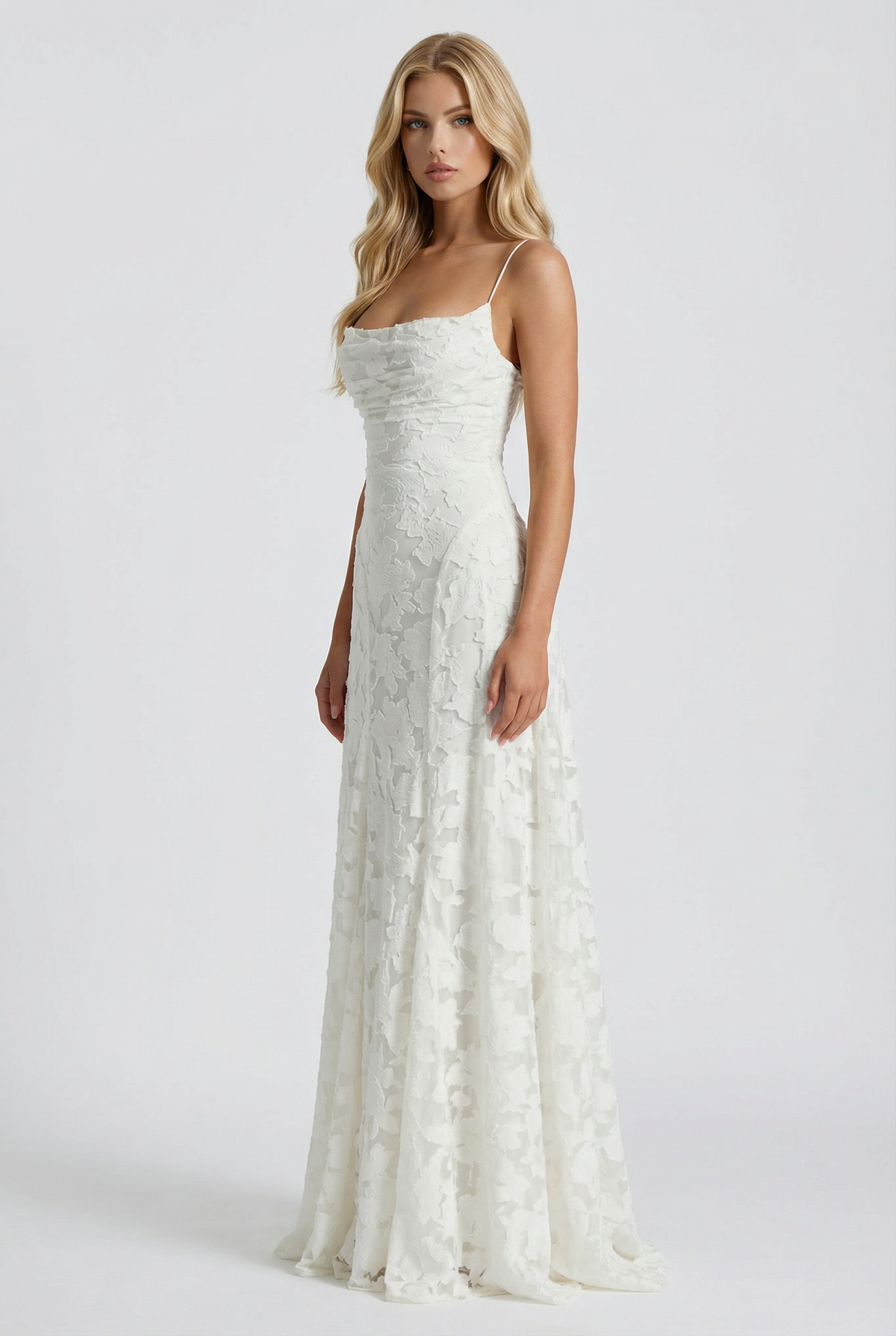 Yasmin | Cowl Neck Butterfly Lace Maxi Dress