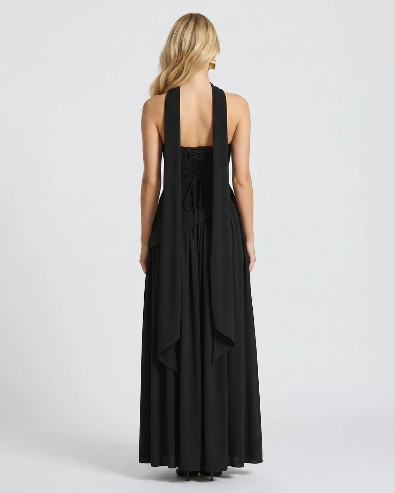 Xenia | Strapless Asymmetric Slit Maxi Dress