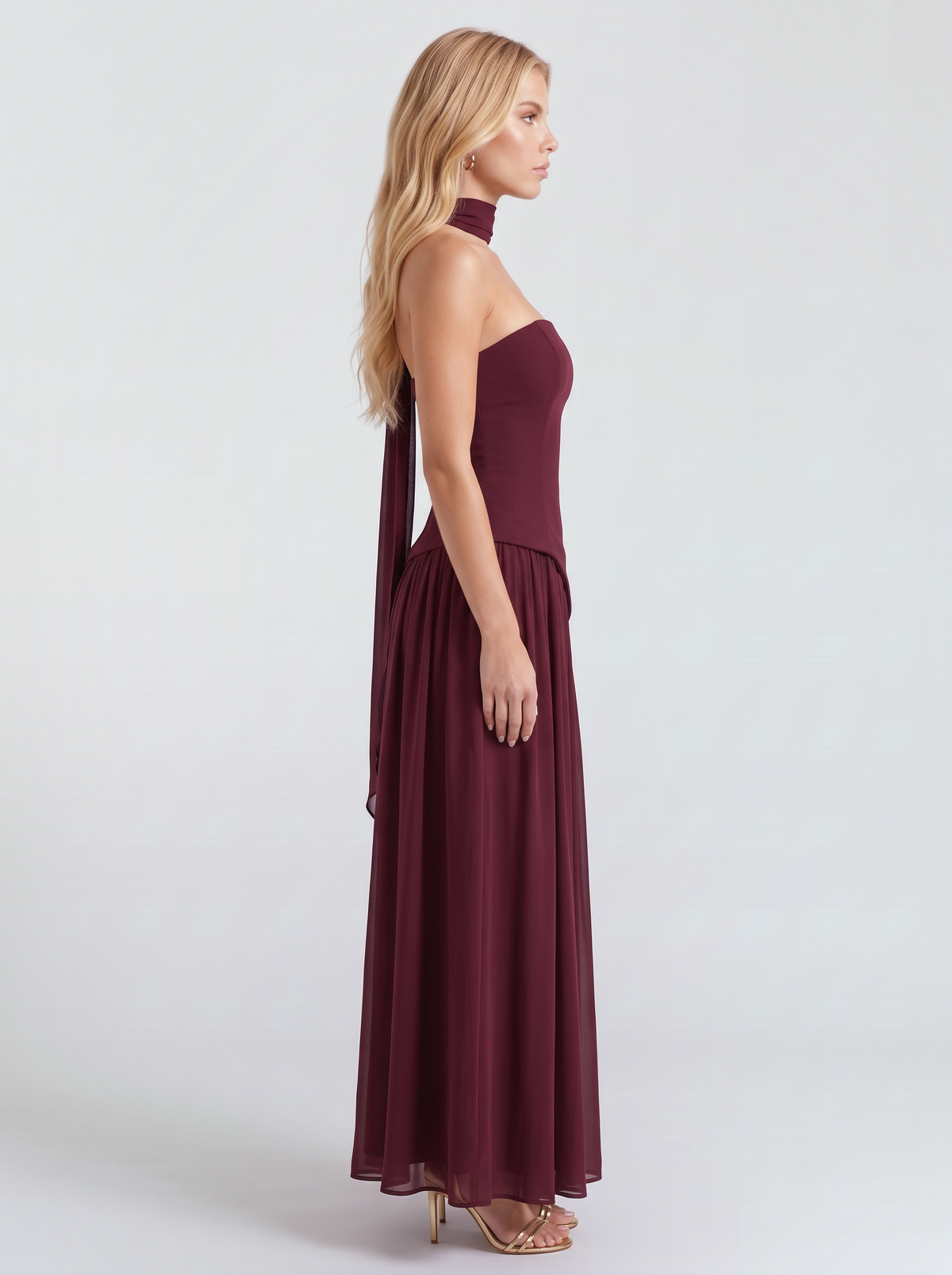 Xenia | Strapless Asymmetric Slit Maxi Dress