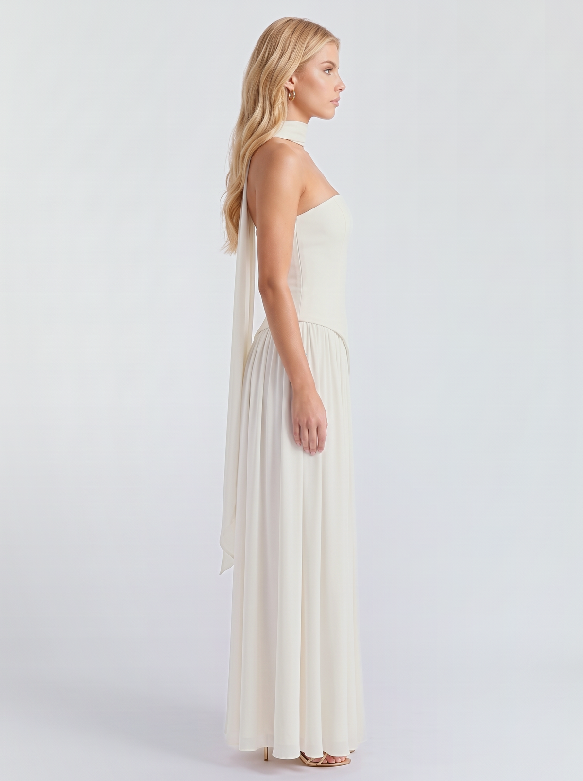 Xenia | Strapless Asymmetric Slit Maxi Dress