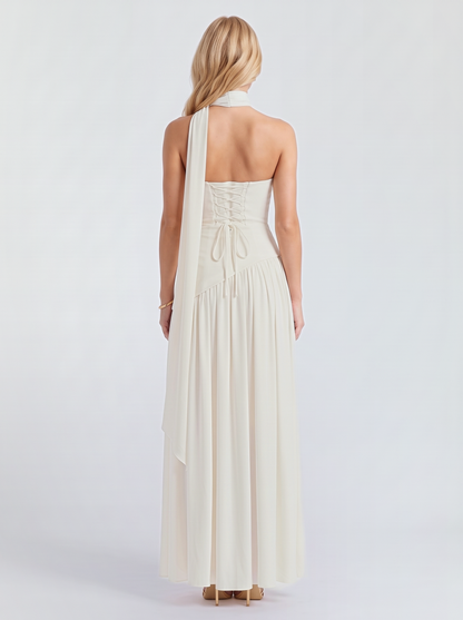 Xenia | Strapless Asymmetric Slit Maxi Dress