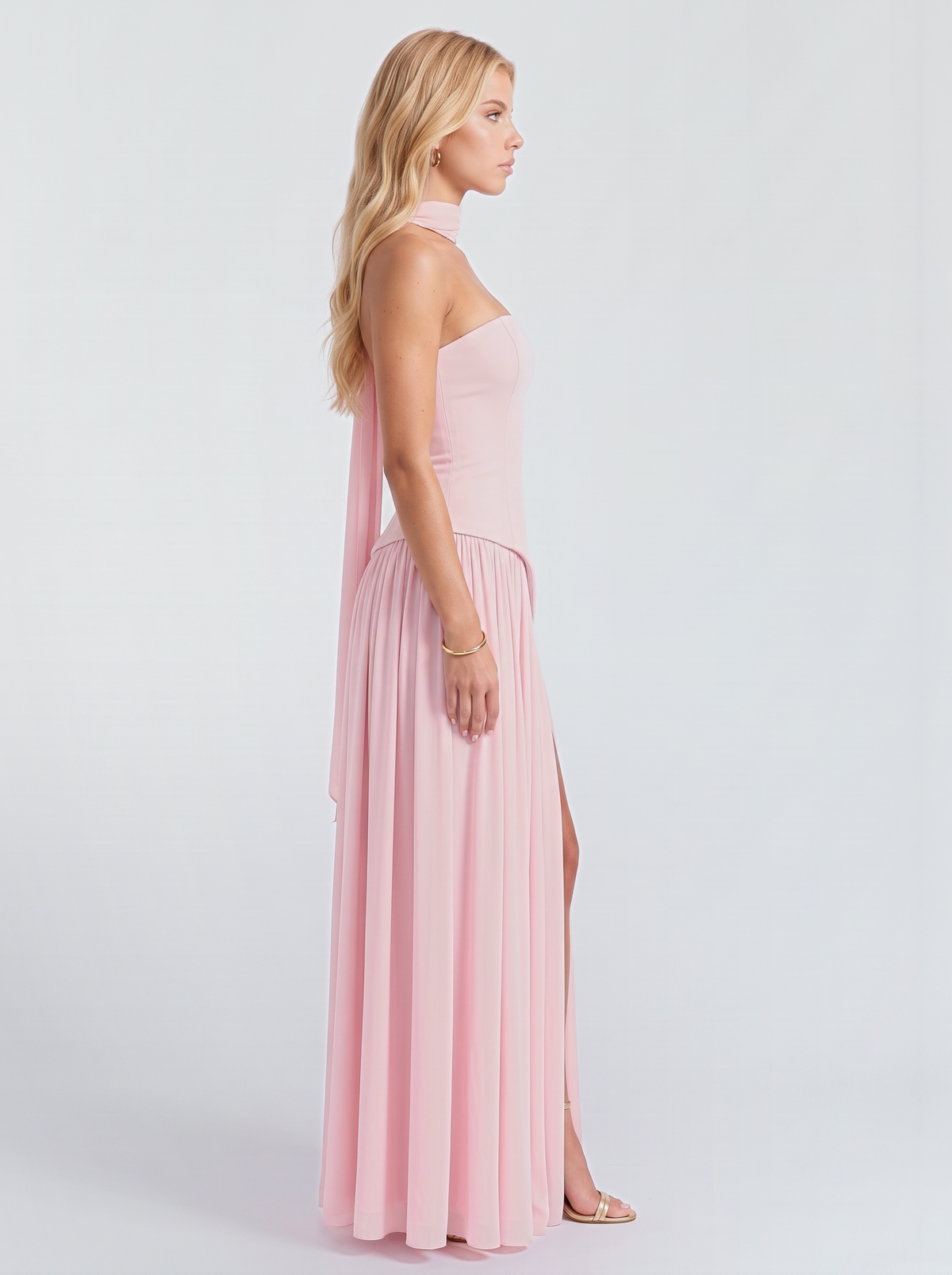 Xenia | Strapless Asymmetric Slit Maxi Dress