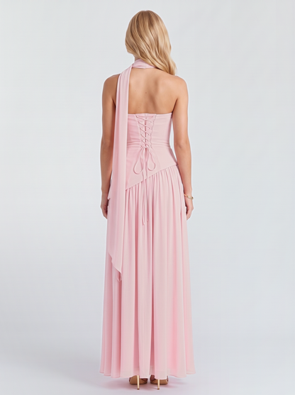 Xenia | Strapless Asymmetric Slit Maxi Dress