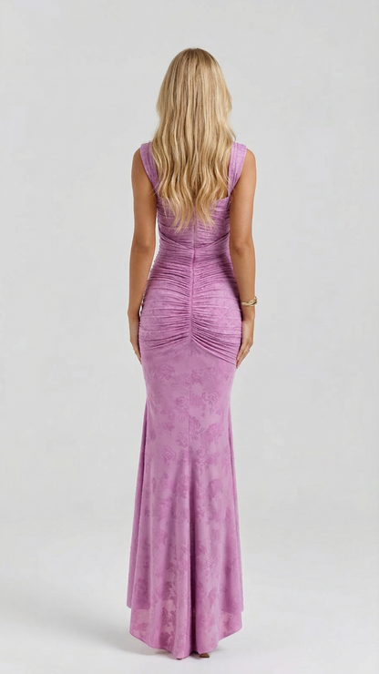 Gaia | Corset Ruched High Low Midi Dress