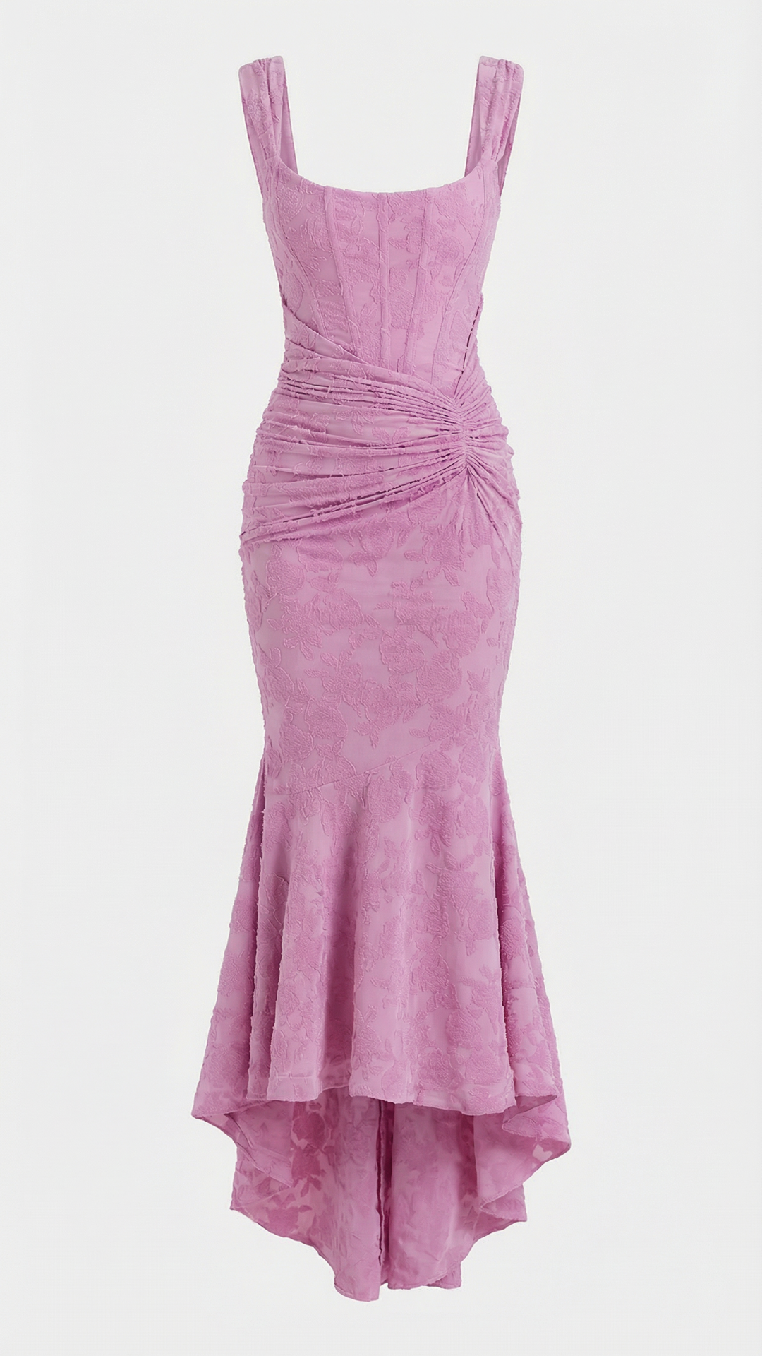 Gaia | Corset Ruched High Low Midi Dress