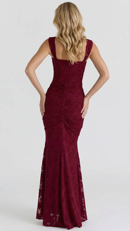 Gaia | Corset Ruched High Low Midi Dress