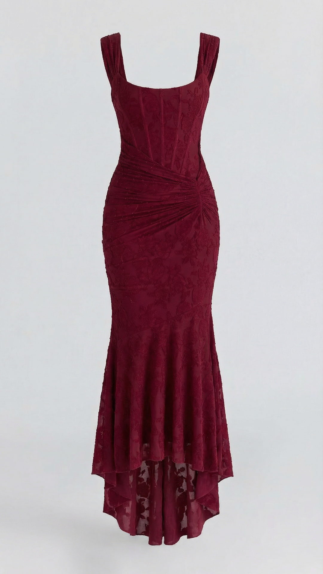 Gaia | Corset Ruched High Low Midi Dress