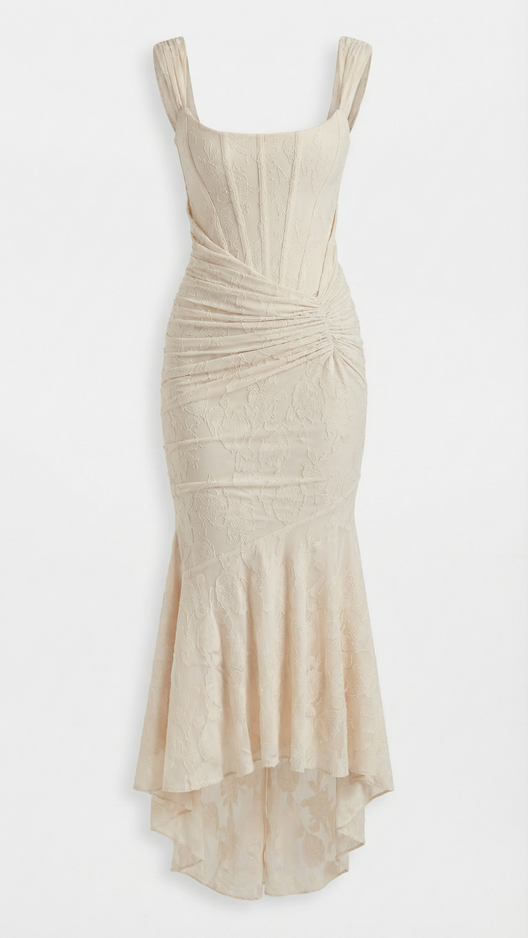 Gaia | Corset Ruched High Low Midi Dress