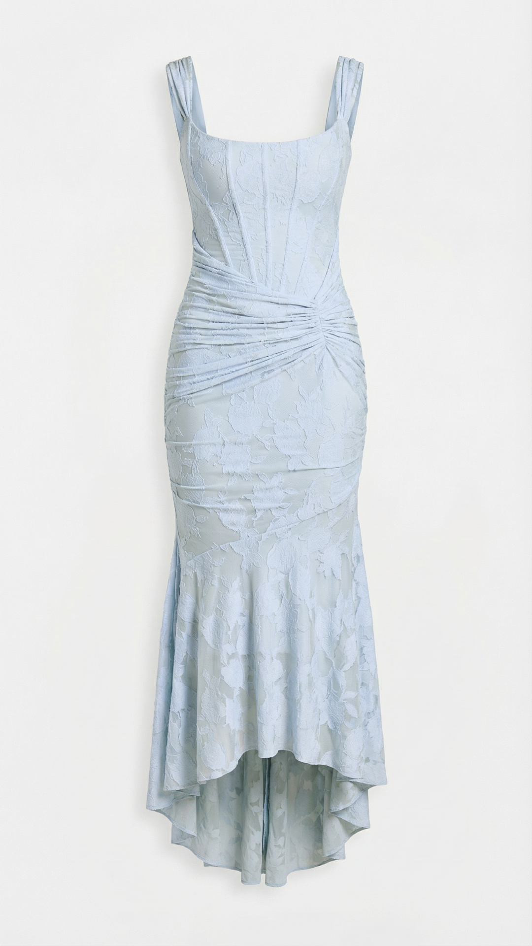 Gaia | Corset Ruched High Low Midi Dress