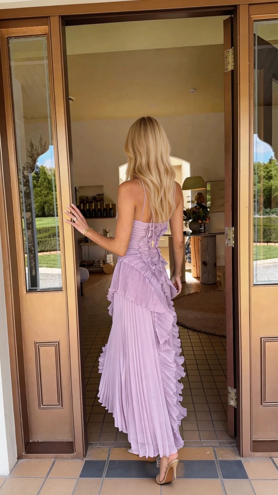 Heloise | Halter Ruffle Pleated Maxi Dress