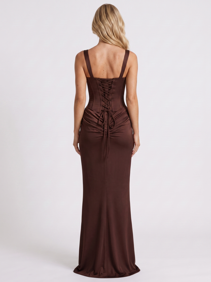 Salome | Square Neck Corset Column Maxi Dress