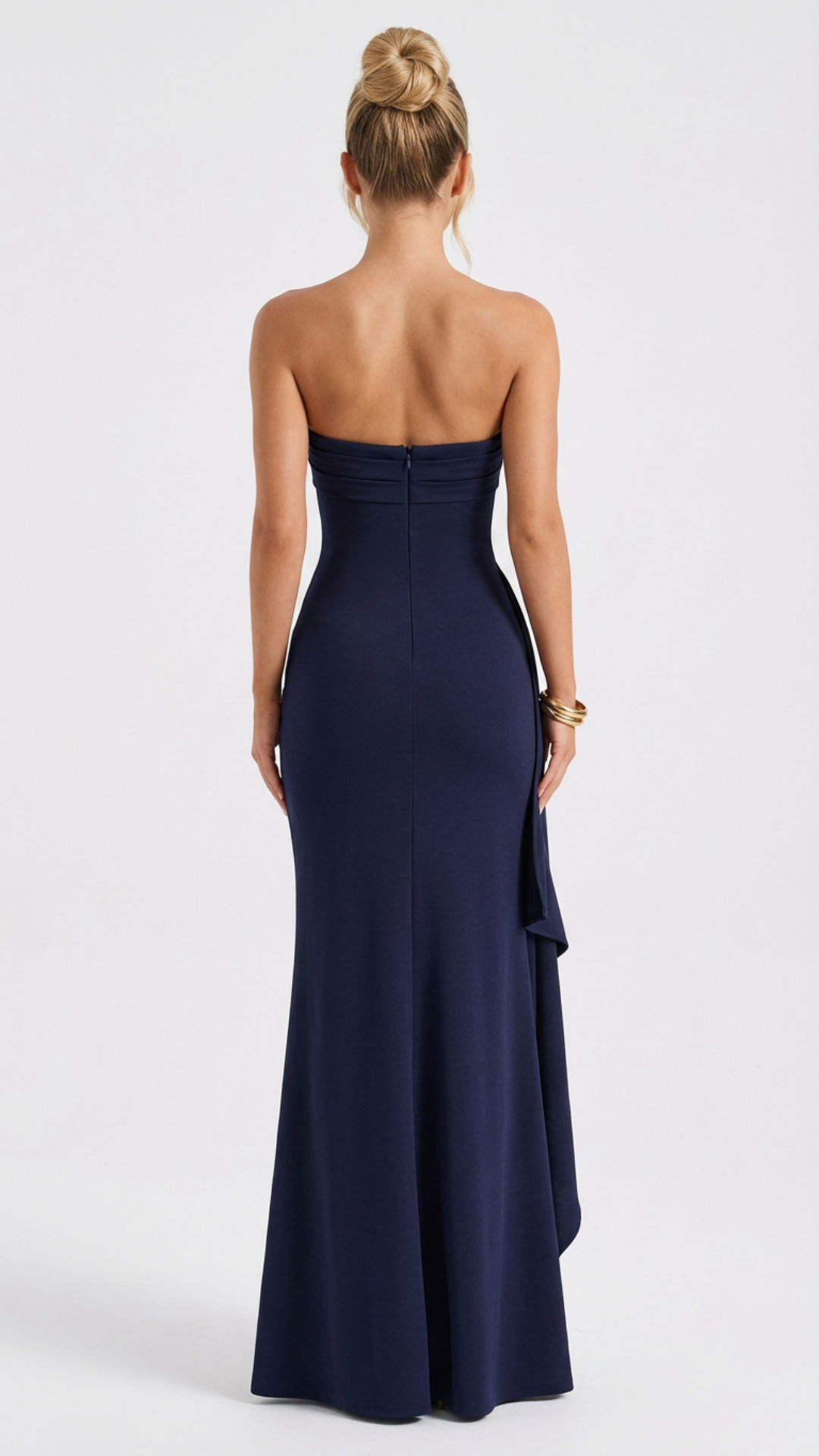 Tamsin | Strapless Ruched High Slit Maxi Dress