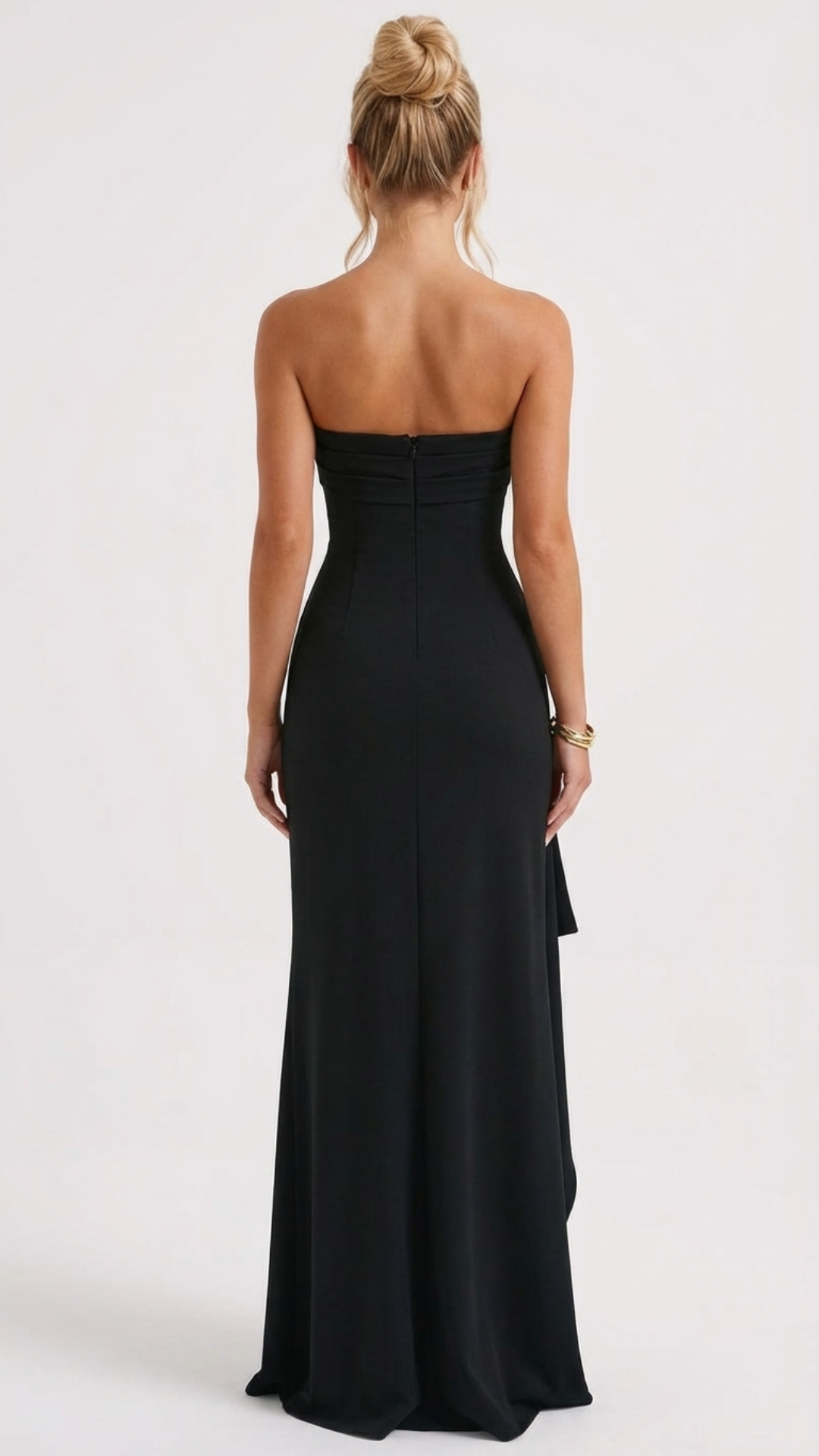 Tamsin | Strapless Ruched High Slit Maxi Dress