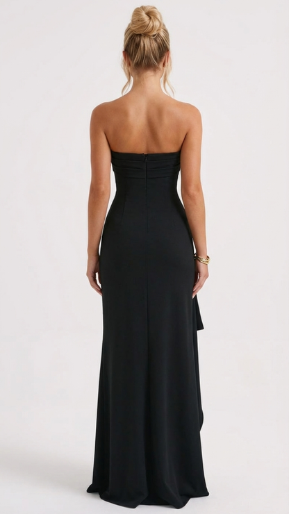 Tamsin | Strapless Ruched High Slit Maxi Dress