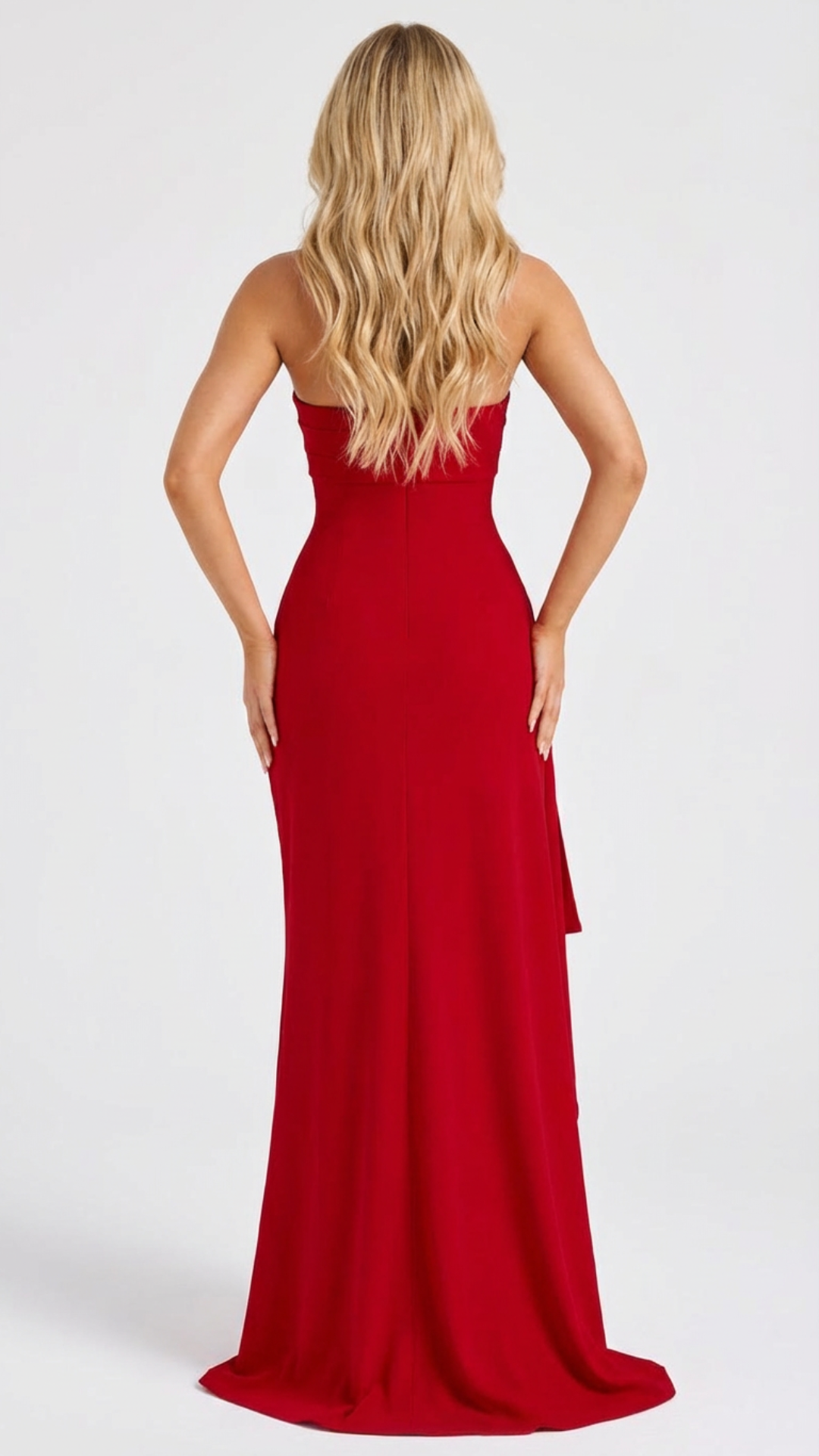 Tamsin | Strapless Ruched High Slit Maxi Dress