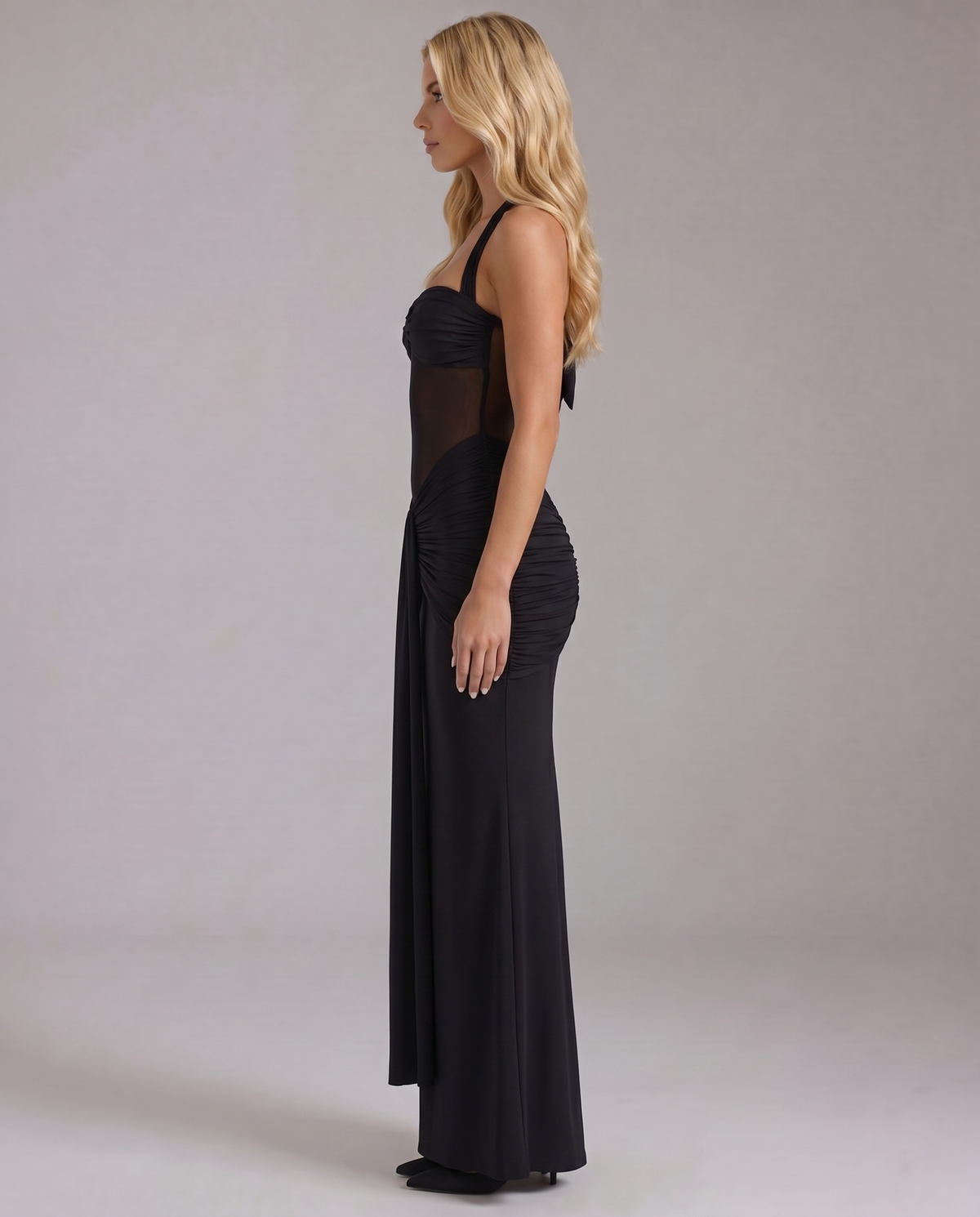 Zelda | Twist Halter Ruched Maxi Dress