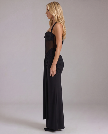 Zelda | Twist Halter Ruched Maxi Dress