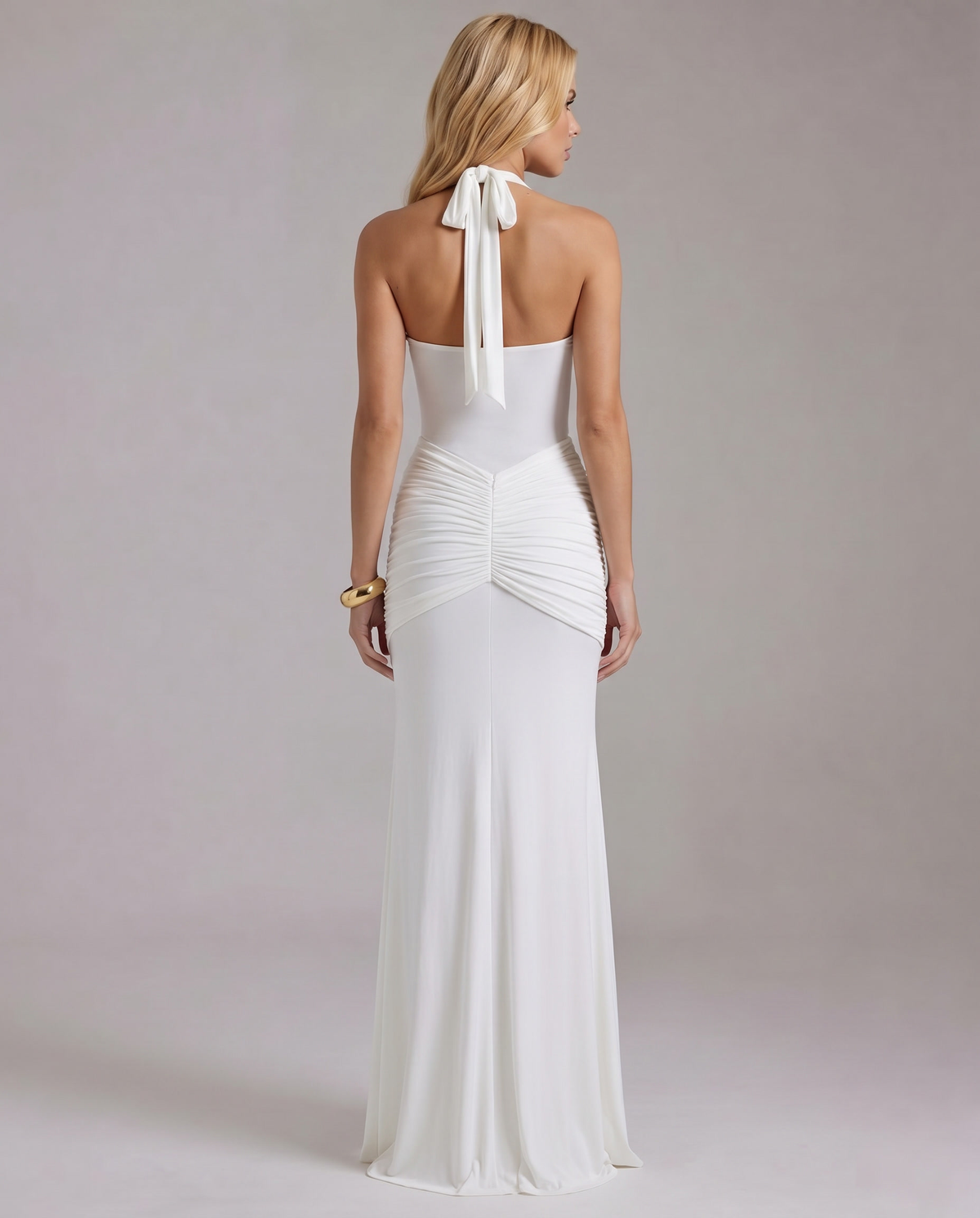Zelda | Twist Halter Ruched Maxi Dress