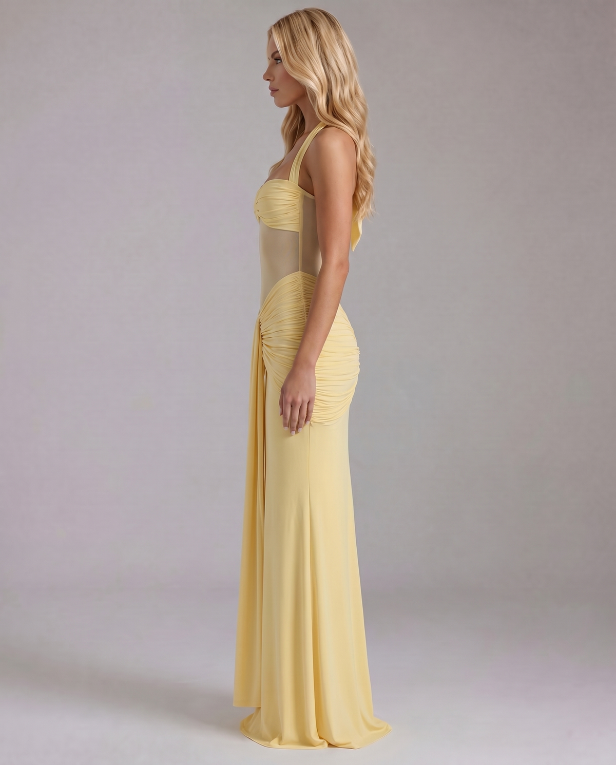 Zelda | Twist Halter Ruched Maxi Dress