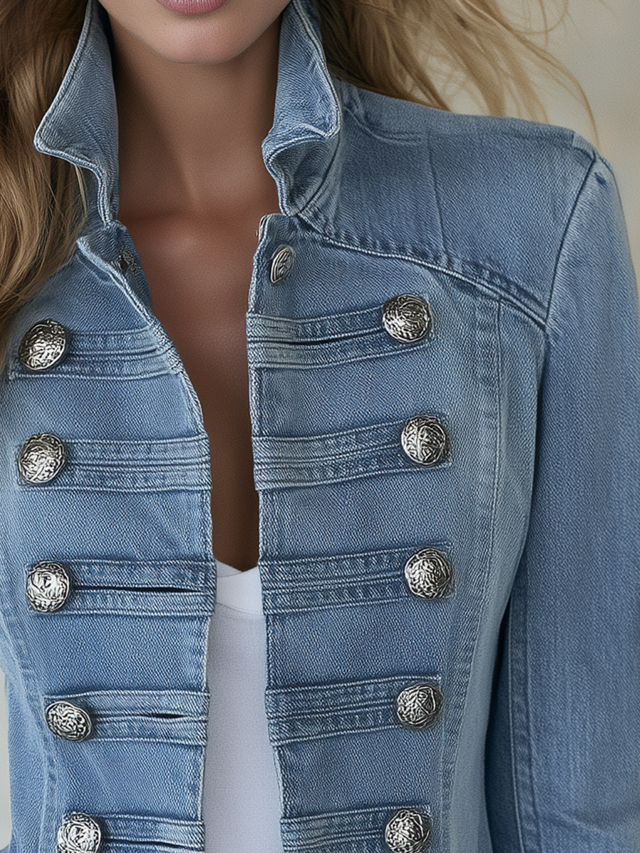 Marguerite | Military Denim Button Jacket