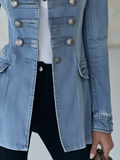 Marguerite | Military Denim Button Jacket