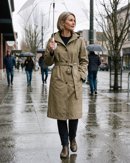 Tabitha | Waterproof Hooded Belted Trench Coat