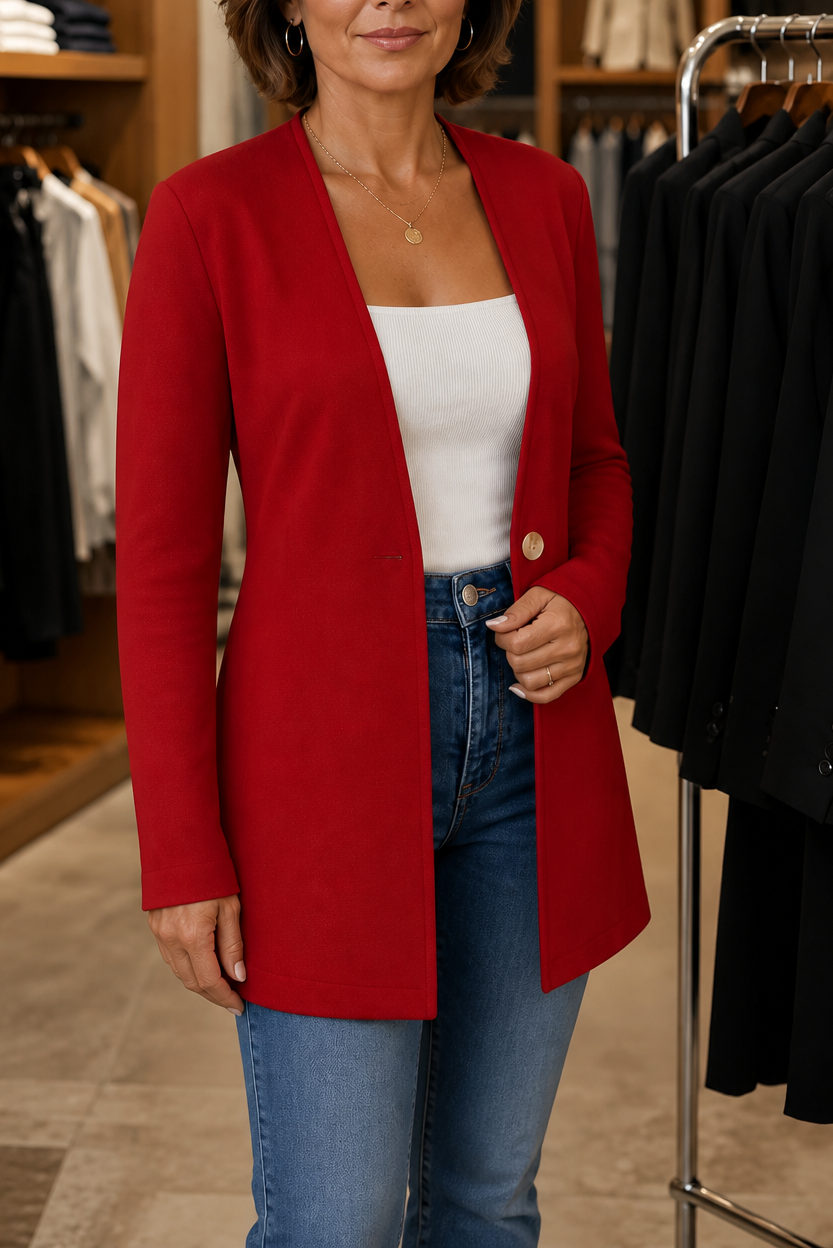 Adeline | V-Neck Single-Button A-Line Blazer