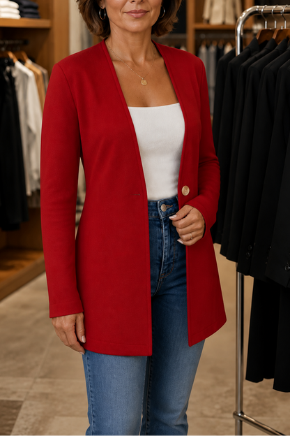 Adeline | V-Neck Single-Button A-Line Blazer