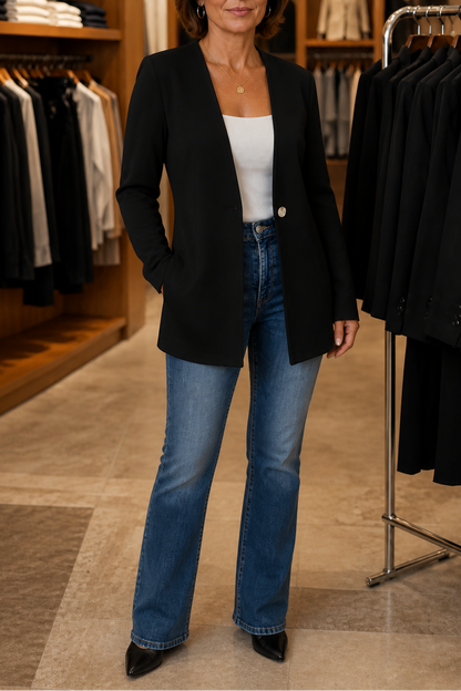 Adeline | V-Neck Single-Button A-Line Blazer