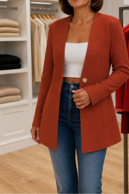 Adeline | V-Neck Single-Button A-Line Blazer