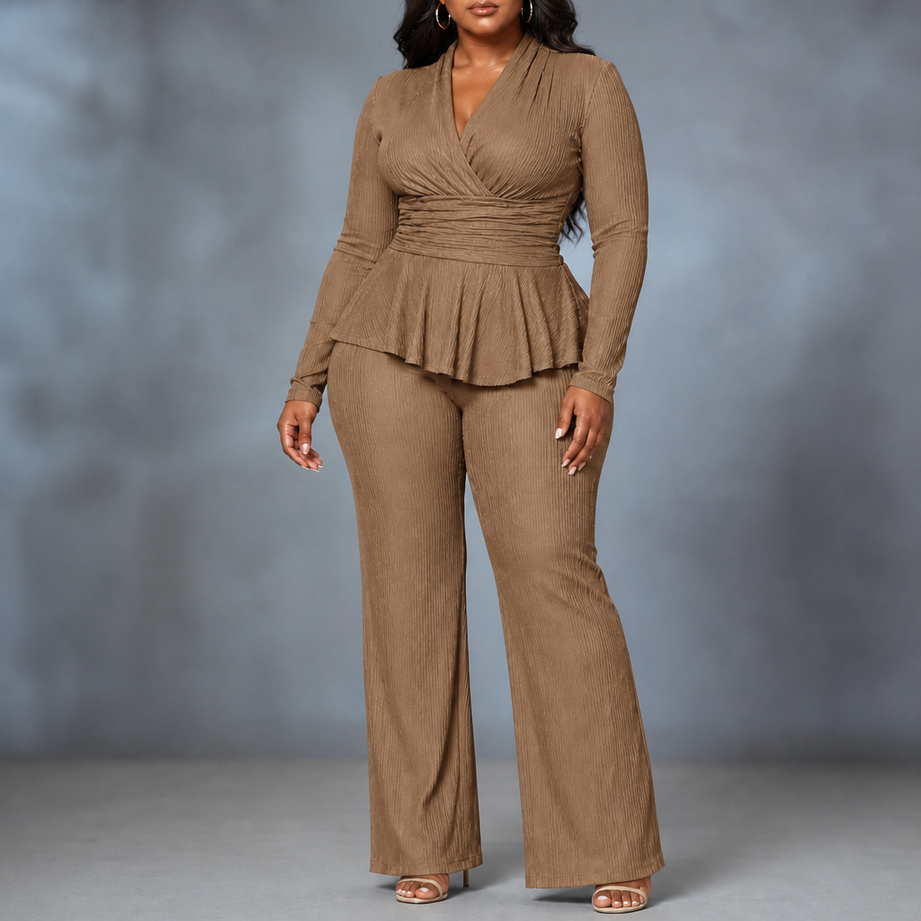Molly | Two Piece Pleated Top Trouser Set