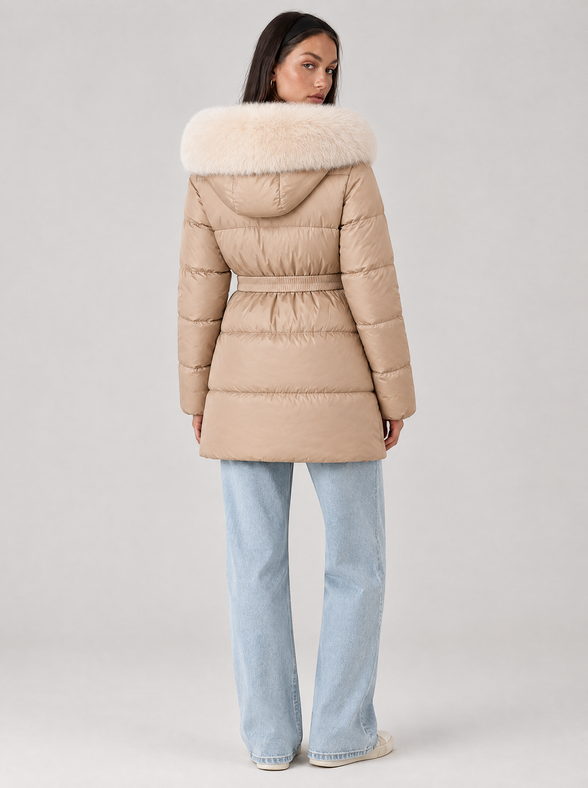 Ilsa | Faux Fur Hood Belted Quilted Puffer Jacket