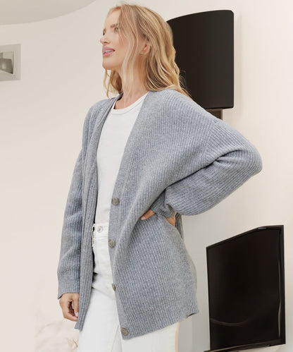 Farrah | Ribbed V-Neck Button-Front Cardigan